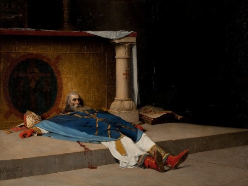 "La muerte de Santo Tomás Becket", lienzo de Albert Pierre Dawant (1852-1923). Museo de Fécamp, Francia.