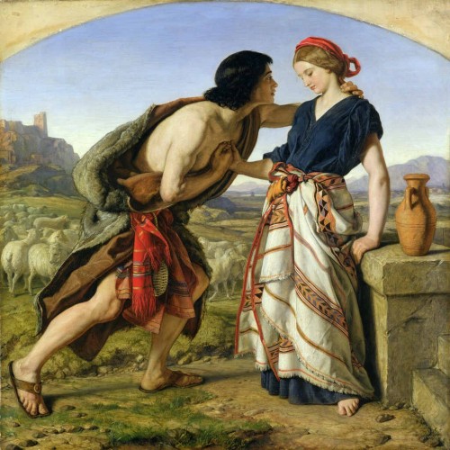 Jacob conoce a Raquel, hija de Labán. Lienzo de William Dyce (1845).