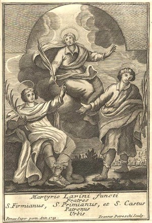 Santos Primiano, Firmiano y Casto. G. Petroschi, Archivo histórico-diocesano de Termoli-Larino.