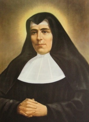 Estampa devocional de la Santa a partir de un retrato original suyo.