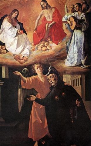 "Visión de San Alonso Rodríguez". Lienzo barroco del pintor español Francisco de Zurbarán, año 1633.