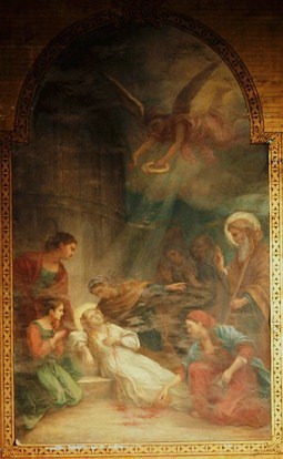 Agonía de la Santa. Lienzo decimonónico en su capilla de la catedral de La Rochelle, Francia.