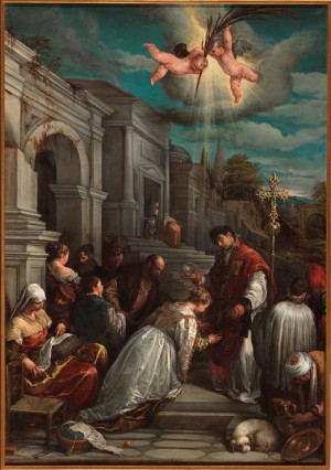 "Bautizo de Santa Lucila", lienzo de Jacopo Bassano, año 1575.