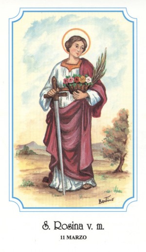 La Santa con los atributos de martirio. Estampa perteneciente a la serie del ilustrador italiano Alberto Boccali ("Bertino").