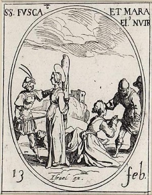 Martirio de las Santas. Grabado de Jacques Callot.