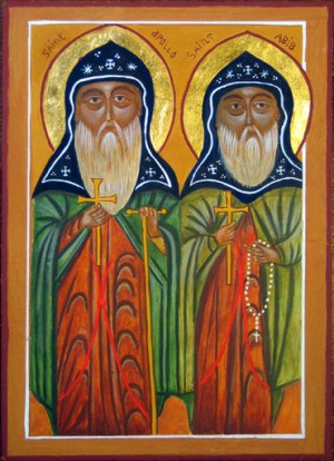 Icono copto de los Santos Apolo y Abib.