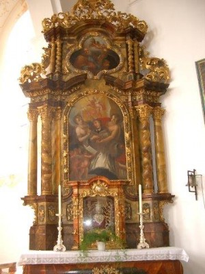 Santa Fausta, mártir romana, venerada en este altar de Walderbach,