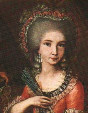 Retrato de la Santa en su juventud, todavía con vestiduras de noble.