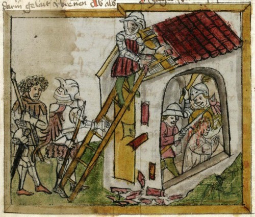 Martirio de la Santa. Iluminación en un manuscrito medieval.