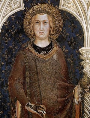 Detalle del Santo en una tabla de Simone Martini.