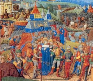 Batalla de Al-Mansura. Iluminación medieval.