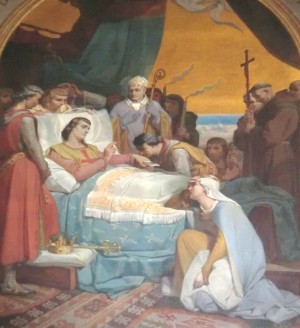 Muerte del santo. Cuadro de Melchor Doze en la catedral de Nîmes.