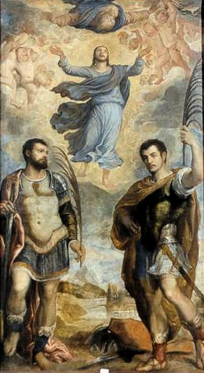 Lienzo de los Santos con Cristo Transfigurado en Noale, Venecia (Italia).
