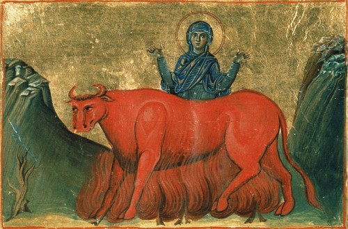 Martirio de la Santa. Iluminación del Menologio de Basilio II (s.X). Biblioteca Apostolica Vaticana, Roma (Italia).