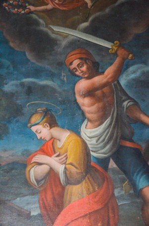 Detalle del martirio de la Santa. Iglesia de Santa Restituta, Narni (Italia).