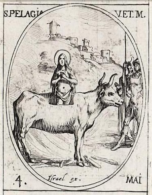 Martirio de la Santa. Grabado de Jacques Callot.