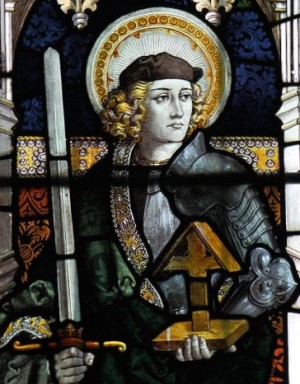 Vidriera del Santo en la iglesia de Santa Maria, Sledmere, East Riding of Yorkshire (Reino Unido).