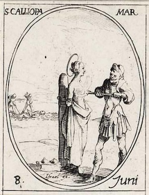 Martirio de la Santa. Grabado de Jacques Callot.