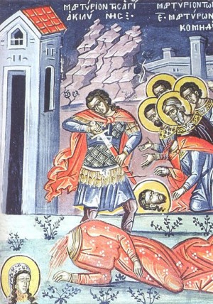 Martirio de la Santa. Fresco ortodoxo griego.