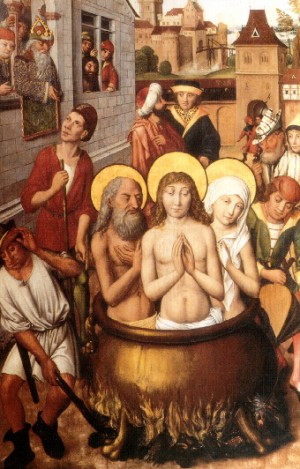 Martirio de los Santos. Tabla medieval, escuela nórdica.