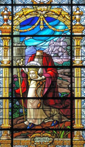 Vidriera de la Santa en Bignan, Francia.