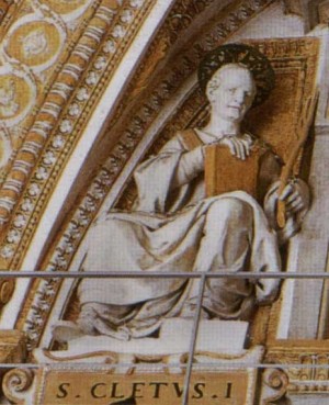 Detalle del papa San Cleto. Basílica de San Pedro del Vaticano, Roma (Italia).