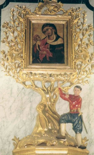 Vista del venerado icono en su ermita de Monteolivete, Valencia (España).