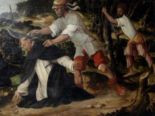 Martirio de San Pedro de Verona. Obra anónima del siglo XVI, Iglesia de San Eustorgio, Milán