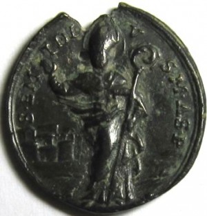 Moneda o medalla del siglo XV con la efigie del santo.
