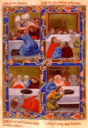 Escenas de la vida del santo. Legendario de Anjou el húngaro (1320/1340)