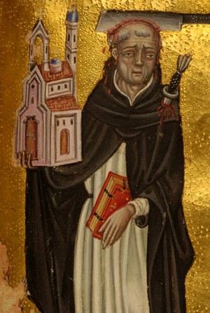 Detalle del Santo por Zanino di Pietro en un Libro de Horas.