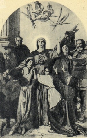 Lienzo de los mártires, obra de V. Morani (1856). Abadía de Santa Felicidad, Cava de Tirreni, Italia.
