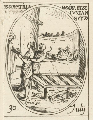 Martirio de las Santas. Grabado de Jacques Callot.