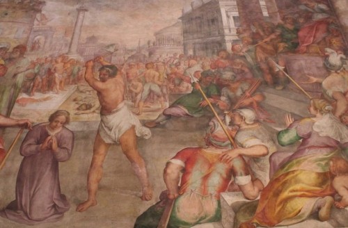 Martirio de la Santa, obra de P. Nogari (1610). Basílica de Santa Susana, Roma (Italia).