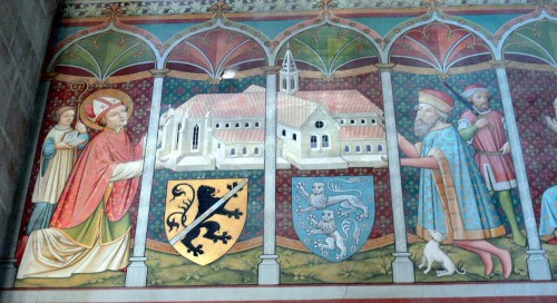 Pintura del siglo XV en la que se representa la fundación del monasterio de Heilsbronn. En ella aparece San Otón y el conde Rapoto de Abenberg.