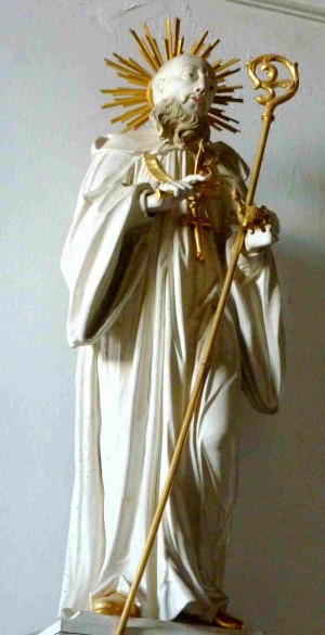 Escultura del santo en el monasterio de Thierhaupten (Alemania).