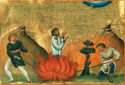 Martirio de San Abibos. Menologio de Basilio II (s.X). Biblioteca Apostolica Vaticana, Roma (Italia).