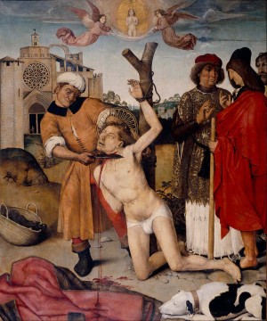 Martirio del Santo. Tabla gótica obra de Ayne Bru (1500-1507).