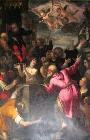 Martirio de los Santos. Lienzo de Pietro Sorri (1595). Iglesia de San Frediano, Lucca (Italia).