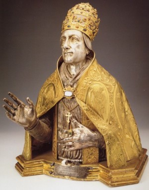 Busto-relicario del Santo en Volterra, Italia.