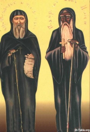 Icono de los santos Moisés e Isidoro. Monasterio al-Baramous, Egipto.