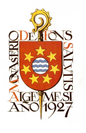 Escudo de la fundación del monasterio Fons Salutis en 1927. Algemesí, Valencia (España).