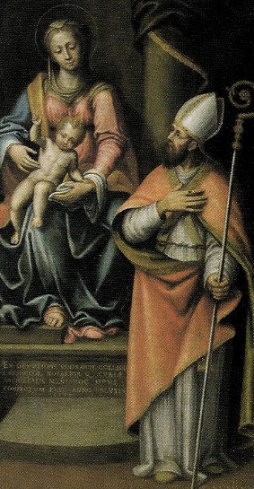 El Santo ante la Virgen y el Niño.