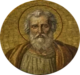 San Félix II, antipapa. Medallón en la Galería de los Papas. Basílica de San Pablo Extramuros, Roma (Italia).