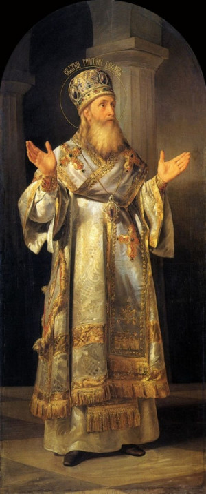 Icono ortodoxo ruso del Santo, de estilo naturalista.