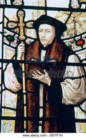 Detalle de Thomas Cranmer (1489-1556) en la iglesia de San Nicolás de Sevenoaks, Kent (Reino Unido).