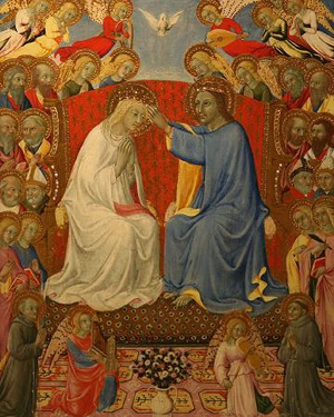 Coronación de la Santísima Virgen. Tabla gótica de Sano di Pietro (s.XIV).