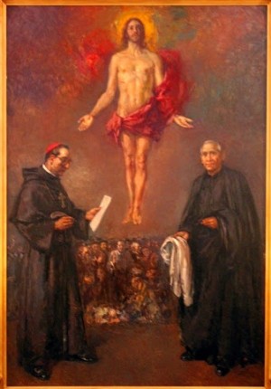 Lienzo contemporáneo de los Beatos, obra de Agustín Alegre. Cripta de los Mártires, Catedral de Santa María de Mediavilla, Teruel (España).