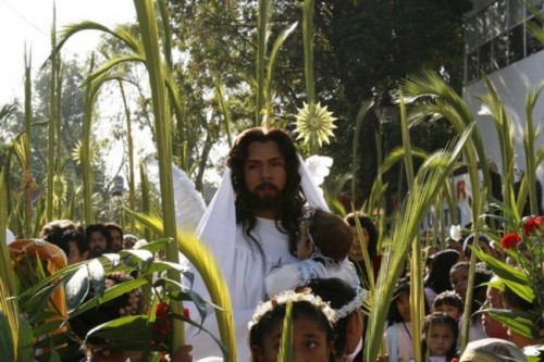 Representación del Domingo de Ramos en Iztapalapa, México.