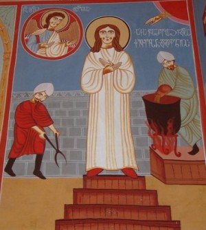 Martirio de la Santa. Fresco ortodoxo georgiano.